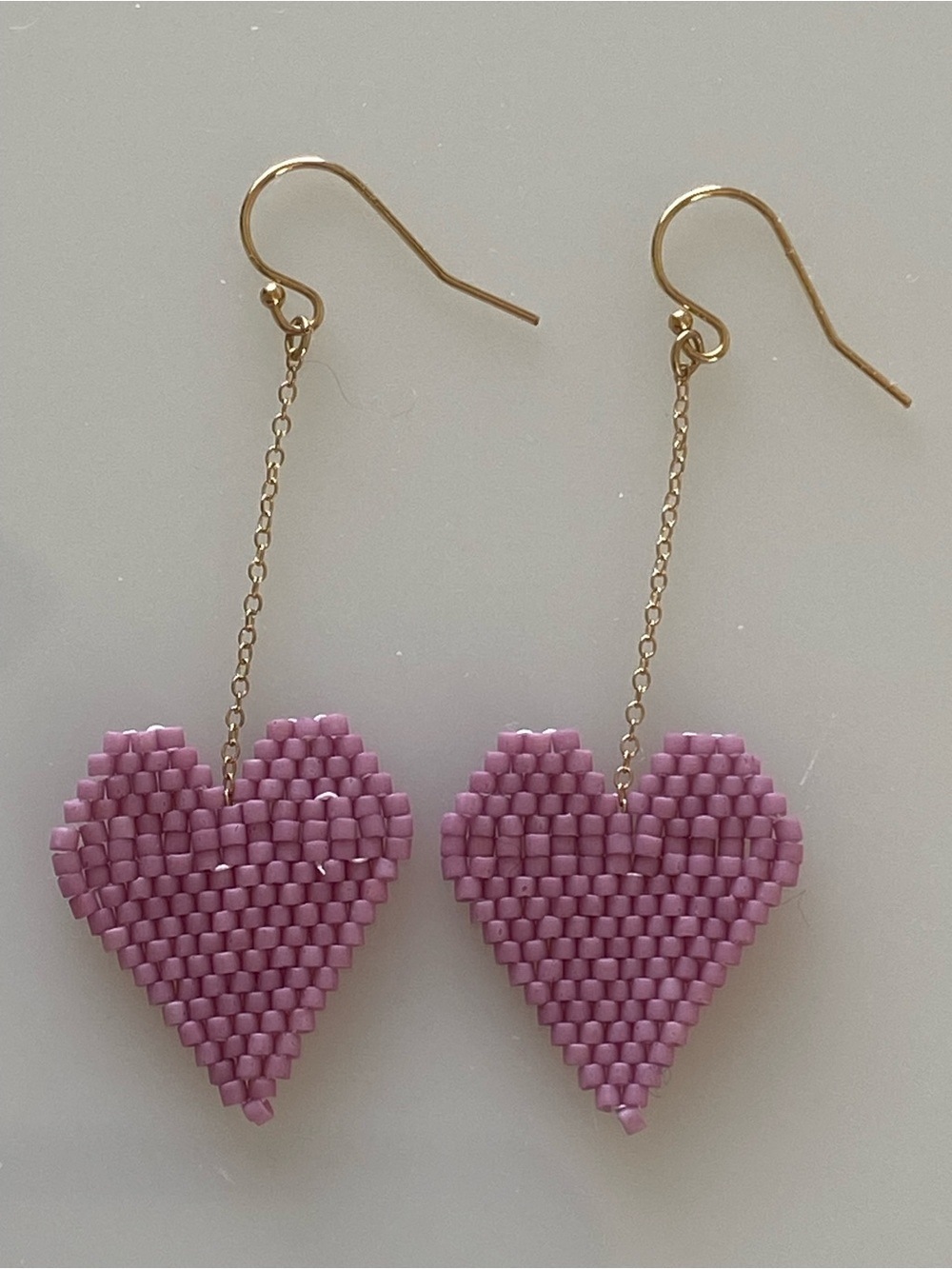 Seed Bead Handmade Heart Earrings